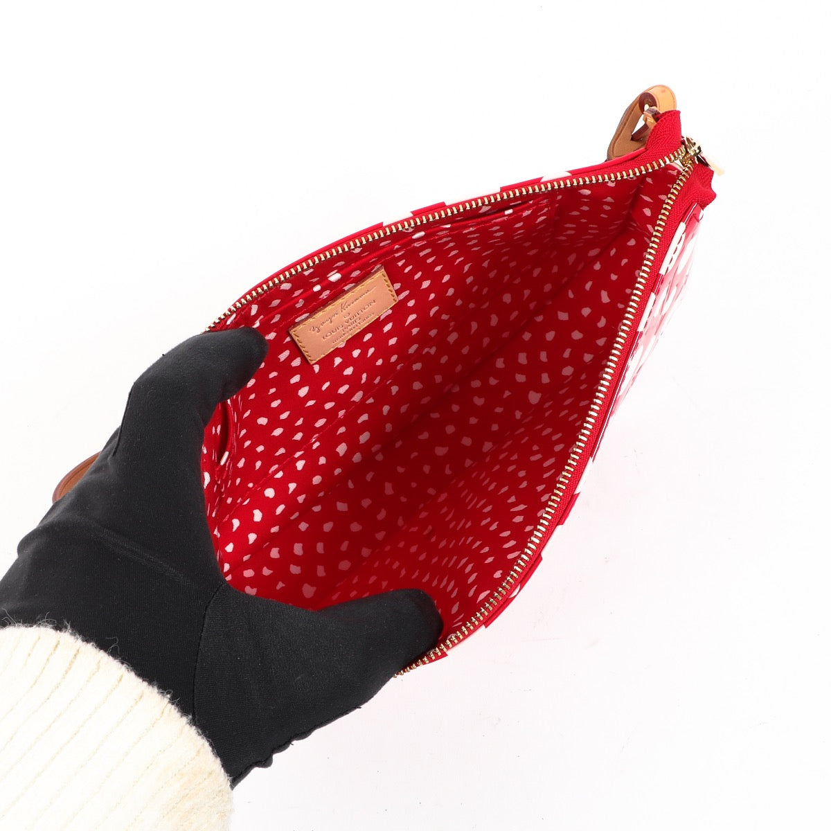 Buy an authentic second hand Louis Vuitton x Yayoi Kusama Red Vernis Monogram Dots Infinity Pochette Accessoires in as new condition at Labellov.com