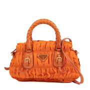 Shop an authentic preloved Prada Orange Tessuto Gaufre Nylon Top Handle on Labellov.com