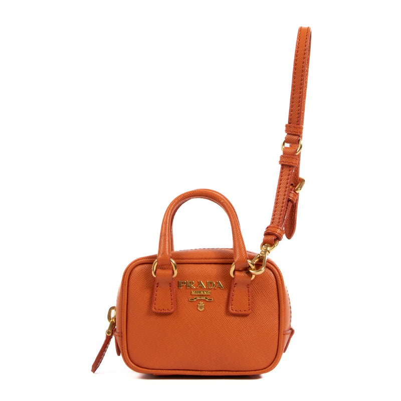 Prada Orange Saffiano Leather Nano Bag