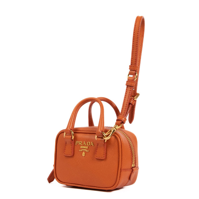 Prada Orange Saffiano Leather Nano Bag