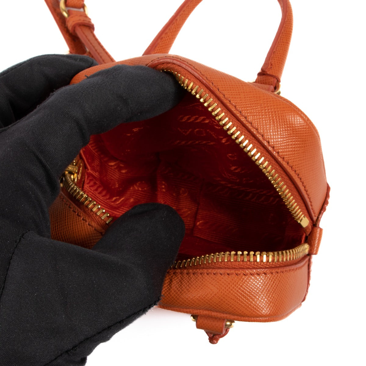 Prada Oranje Saffiano Leren Nanotas