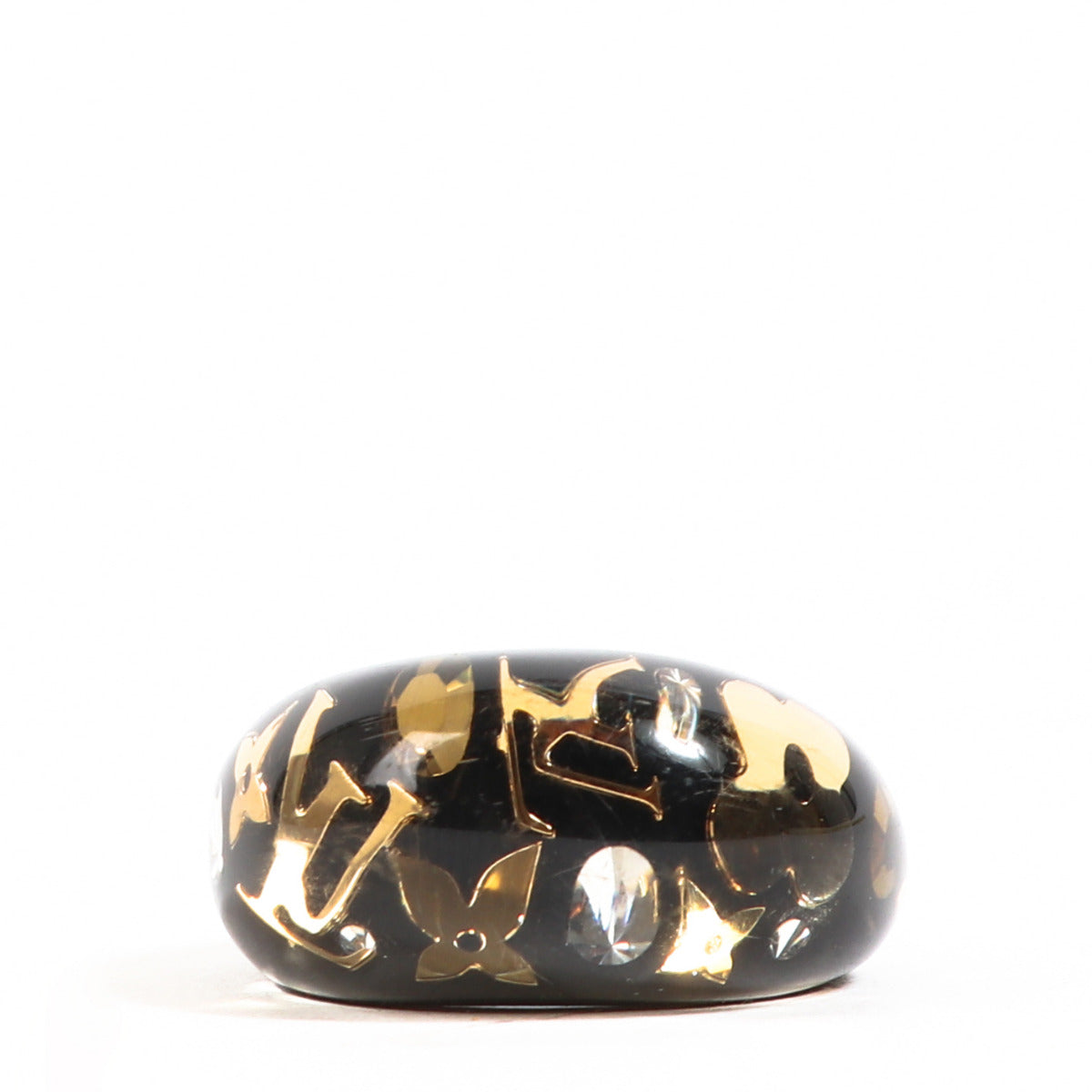 Louis Vuitton Black Resin Inclusion Monogram Ring - size L
