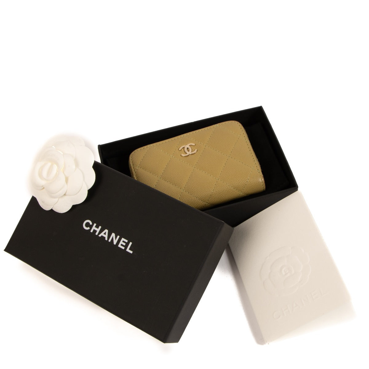 Shop 100% authentic second-hand Chanel 22K Light Green Caviar Classic Zipper Wallet on Labellov.com