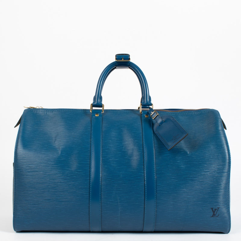 Louis Vuitton Toledo Blue Epi Lederen Keepall 45