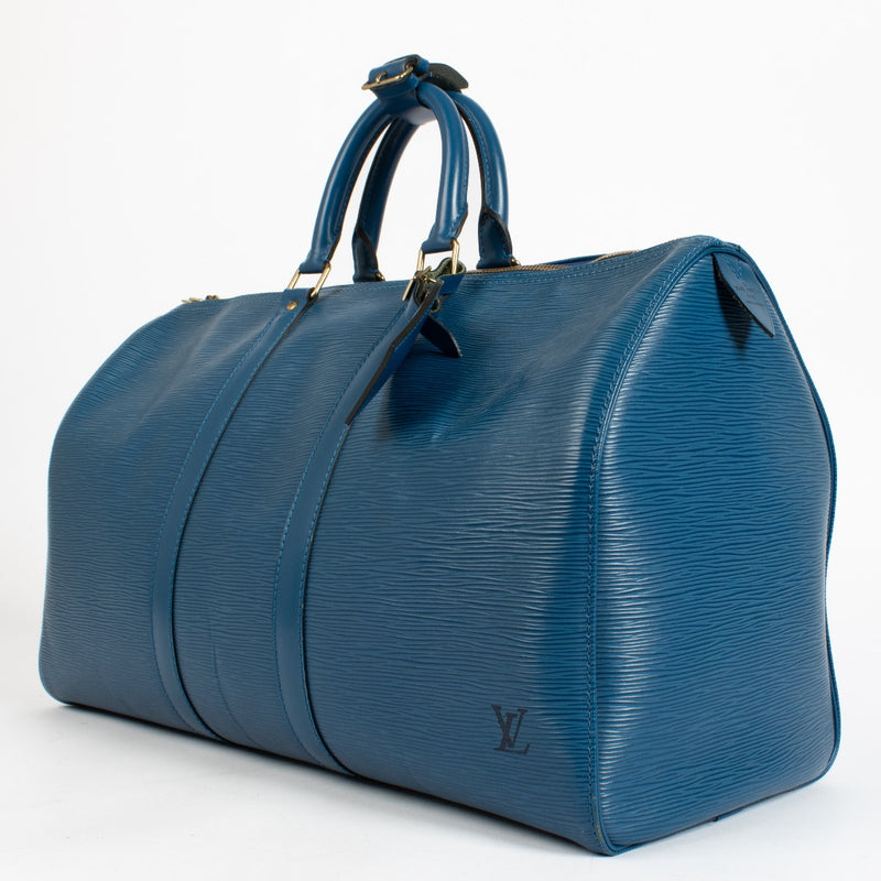 Louis Vuitton Toledo Blue Epi Lederen Keepall 45
