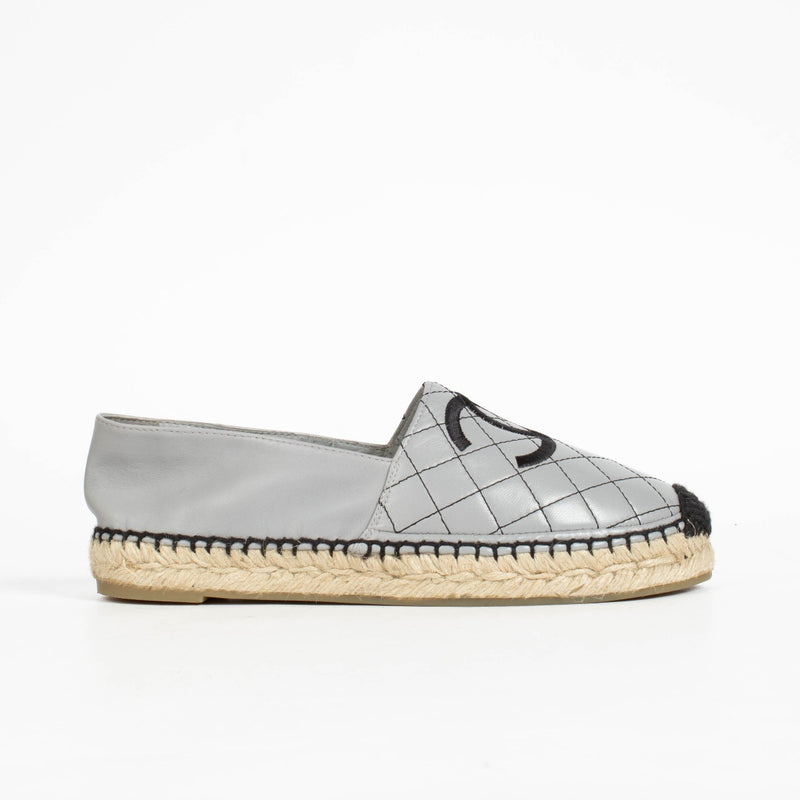 Authentic pre-loved Chanel 20P Grey Quilted Espadrilles on Labellov.com