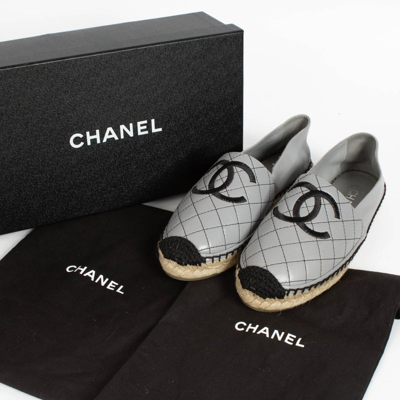 Authentic pre-loved Chanel 20P Grey Quilted Espadrilles on Labellov.com