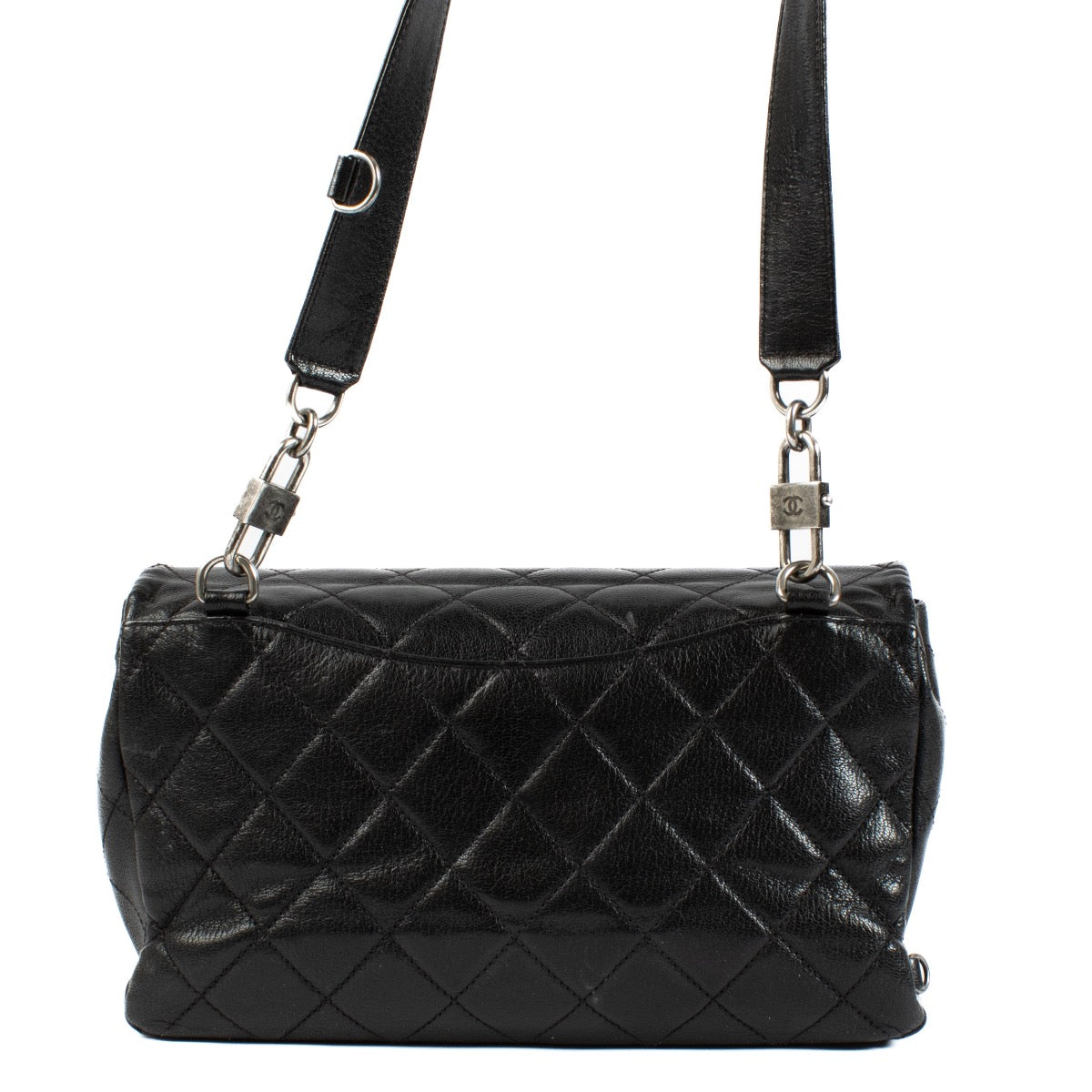 Authentic second hand Chanel black goatskin double carry flap Crossbody on Labellov.com
