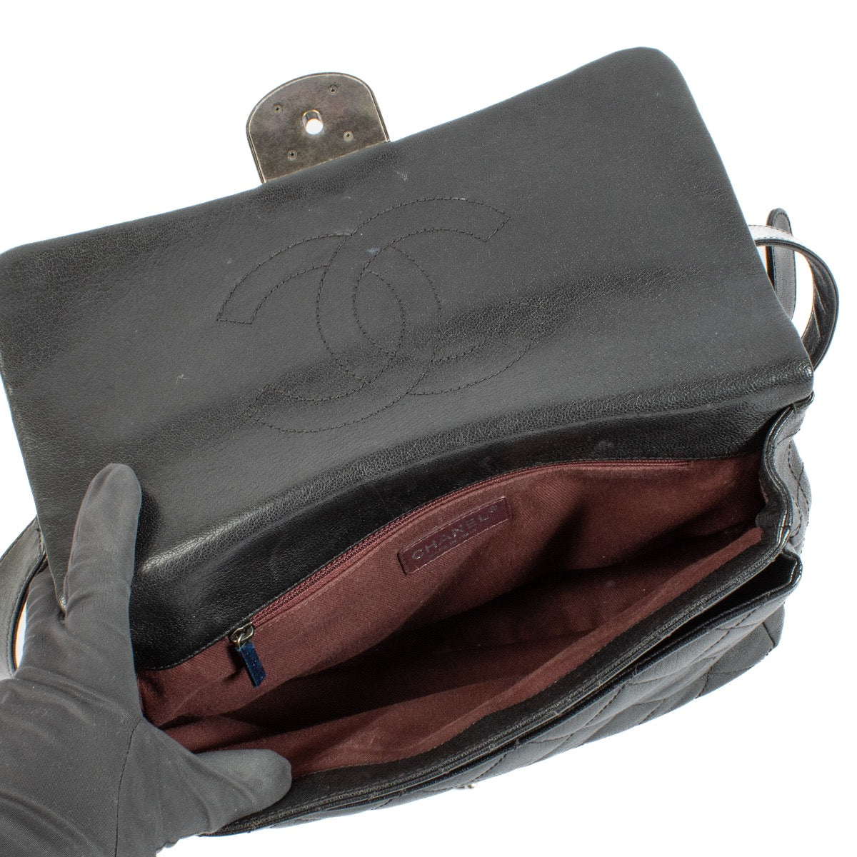 Authentic second hand Chanel black goatskin double carry flap Crossbody on Labellov.com