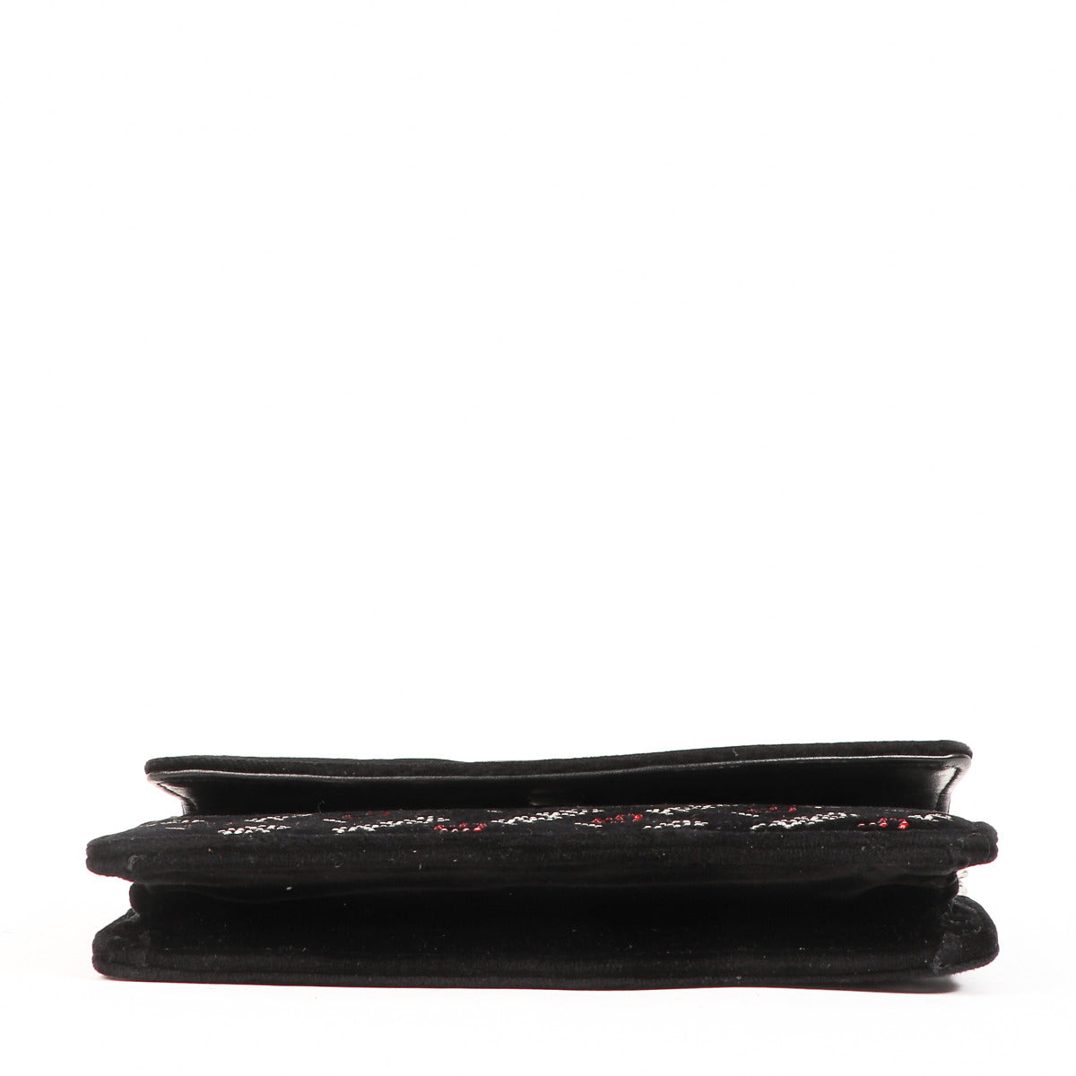 Balenciaga Black Velvet Crystal Love Paris Wallet on Chain