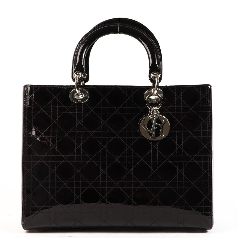 Christian Dior Large Lady Dior Amaranth Patent Leather Cannage