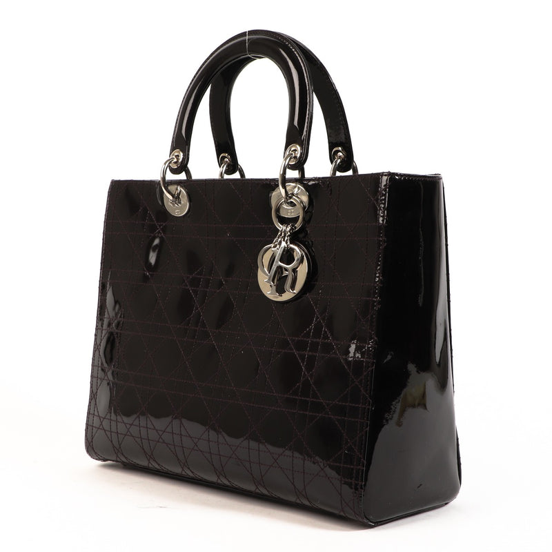 Christian Dior Large Lady Dior Amaranth Patent Leather Cannage