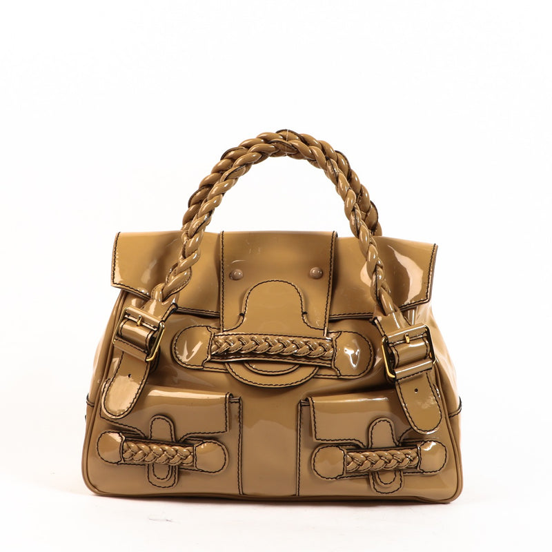 Valentino Garavani Histoire Beige Patent Leather Bag
