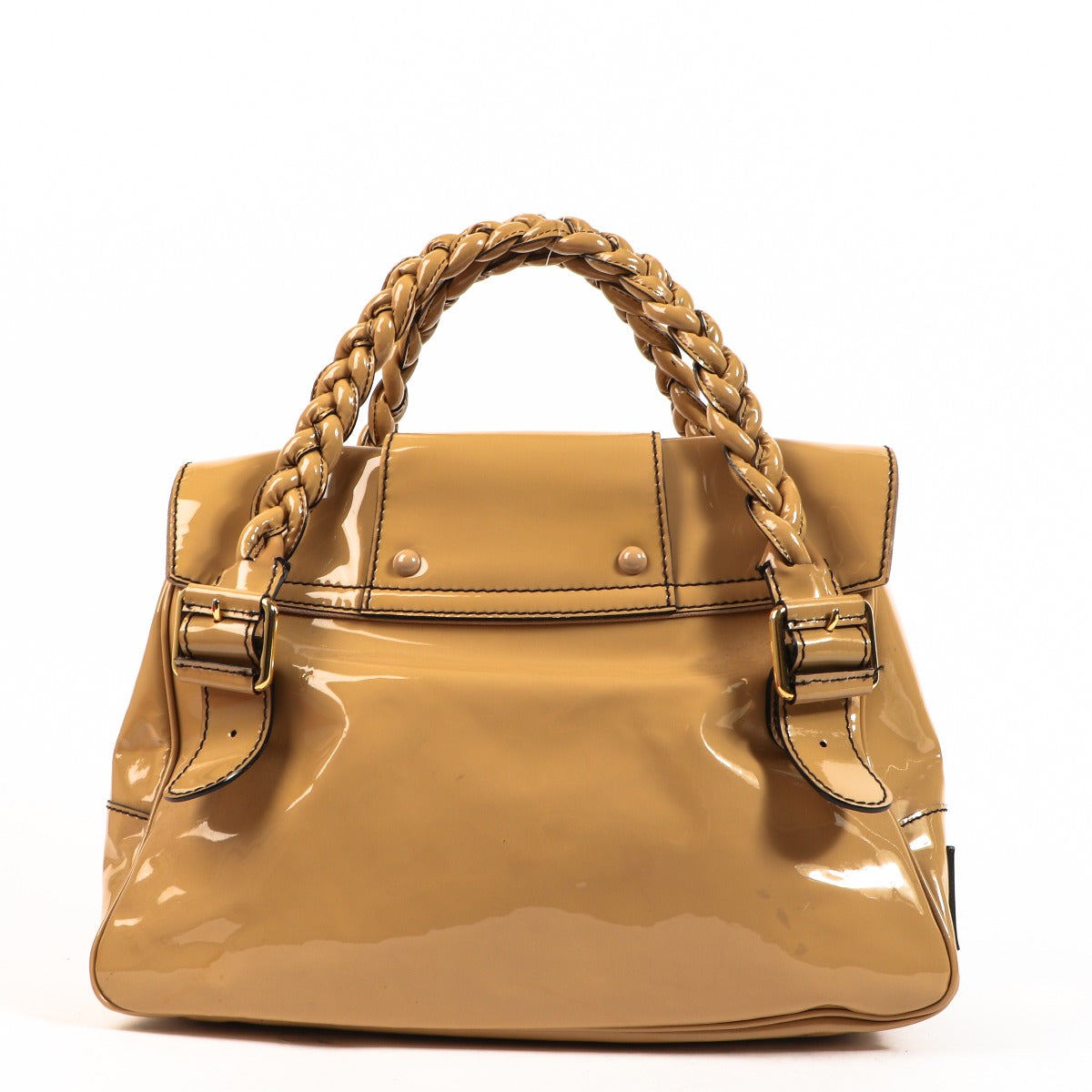 Sac Valentino Garavani en cuir verni beige « Histoire »