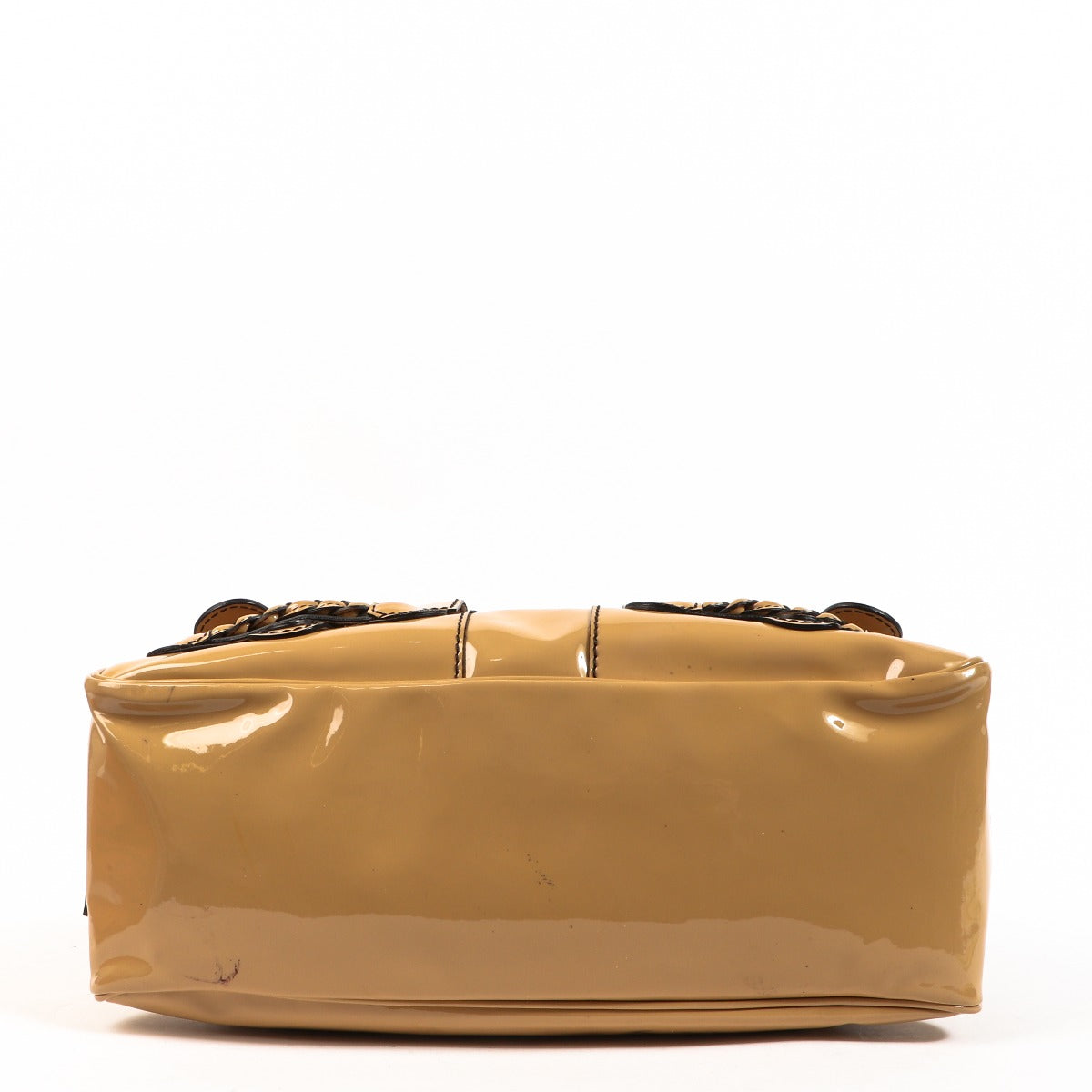 Sac Valentino Garavani en cuir verni beige « Histoire »