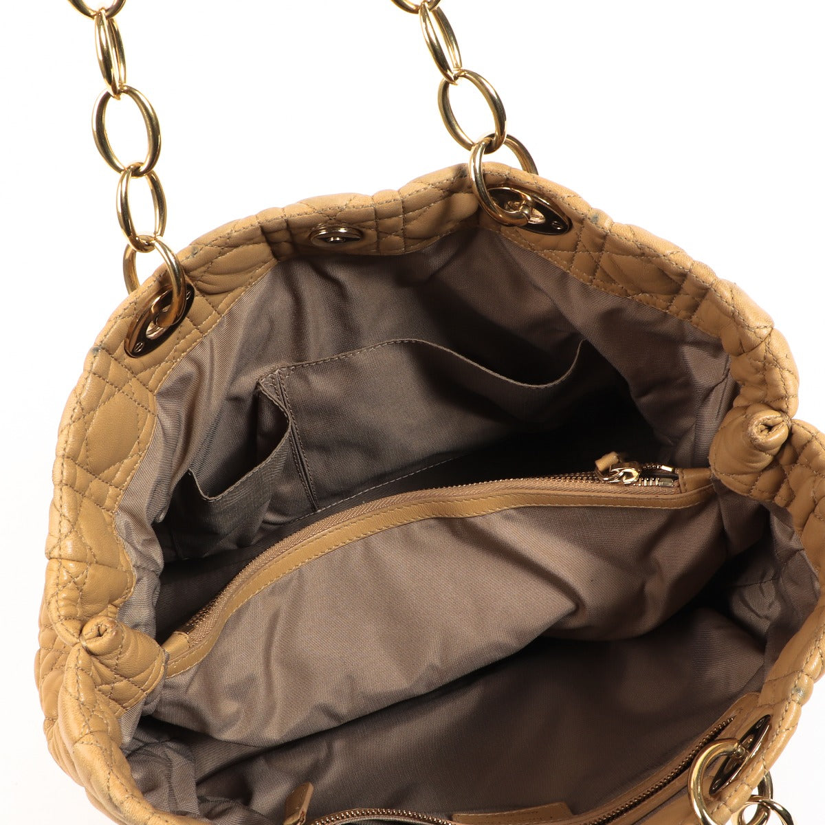 Christian Dior Beige Cannage Lady Dior Shopper Tote