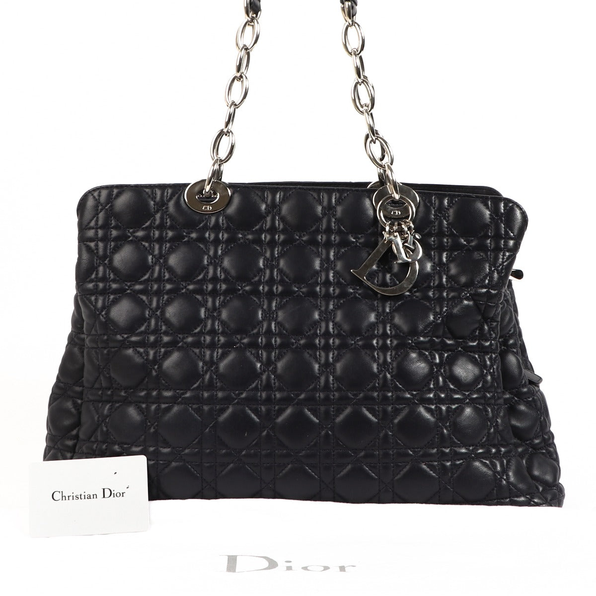 Christian Dior Dark Blue Cannage Soft Shpping Tote Bag