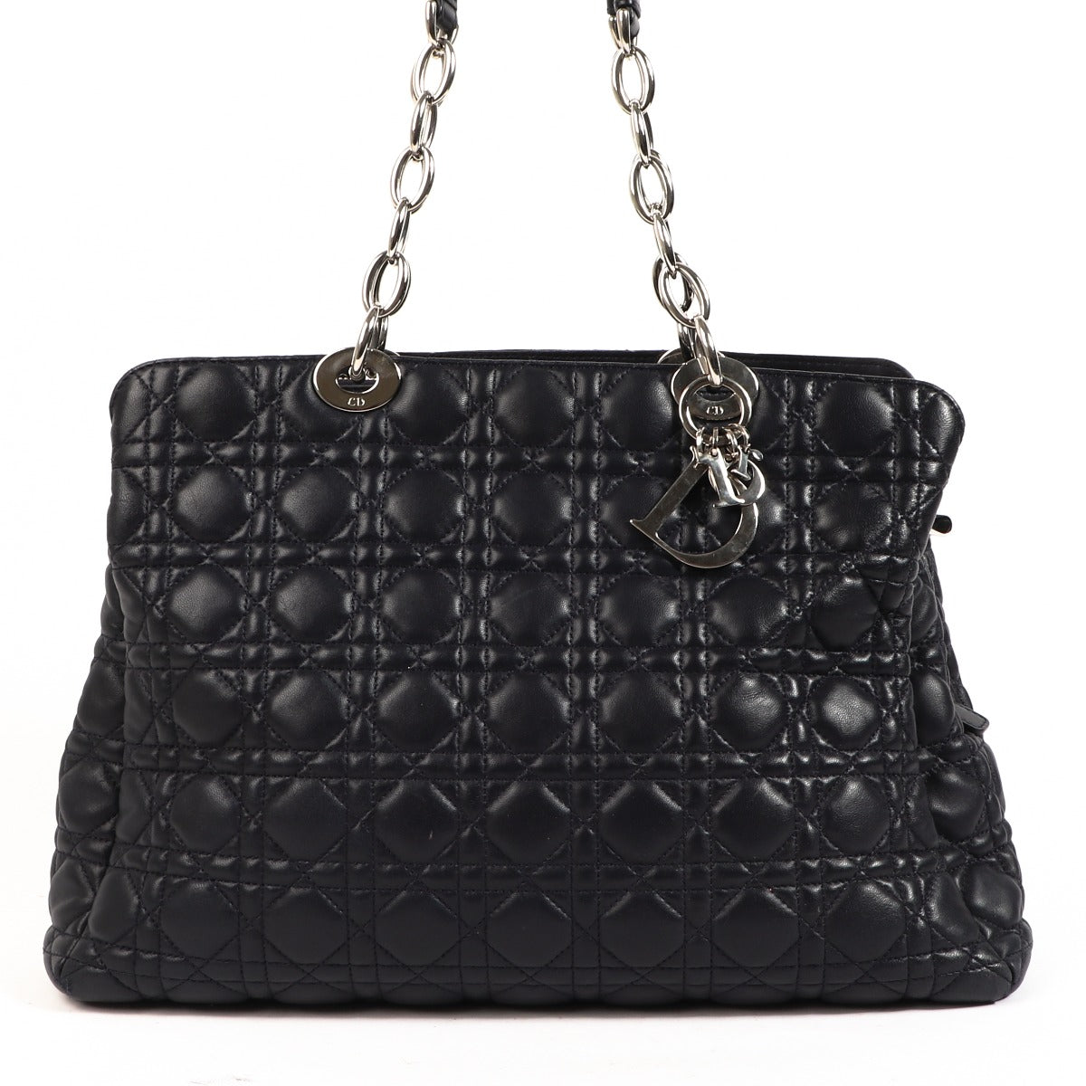 Christian Dior Dark Blue Cannage Soft Shpping Tote Bag