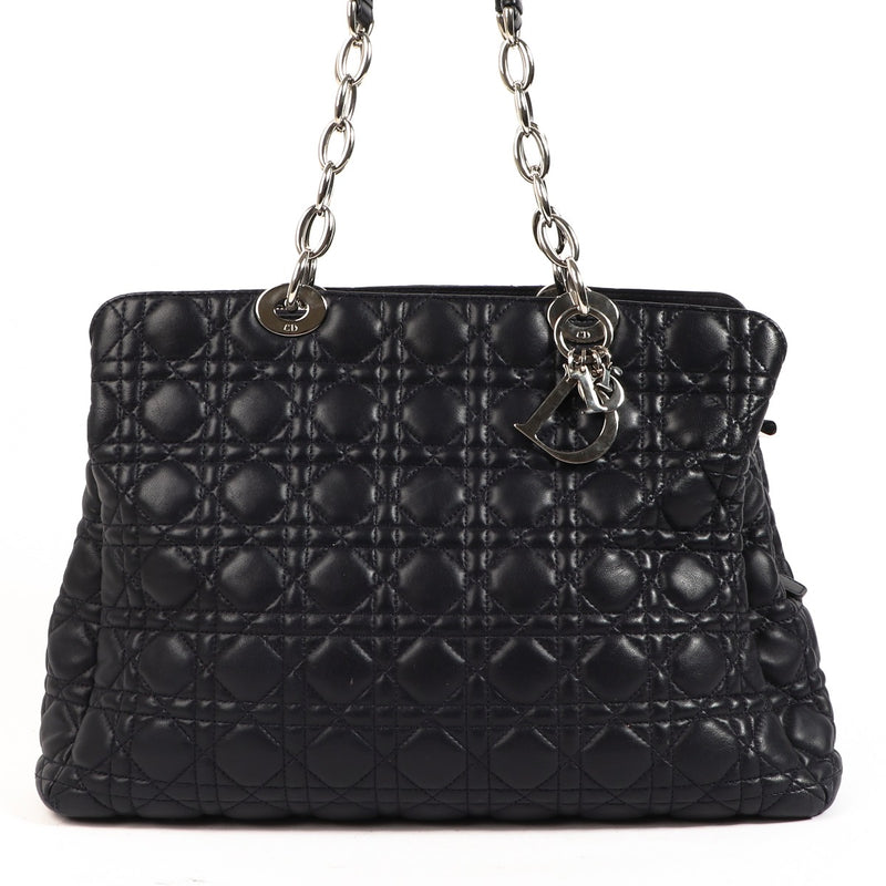 Christian Dior Dark Blue Cannage Soft Shpping Tote Bag