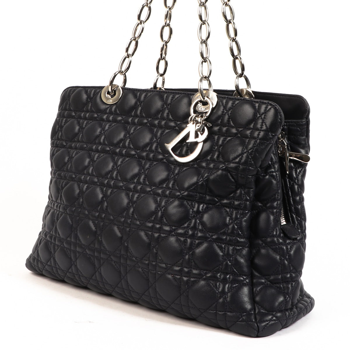 Christian Dior Dark Blue Cannage Soft Shpping Tote Bag