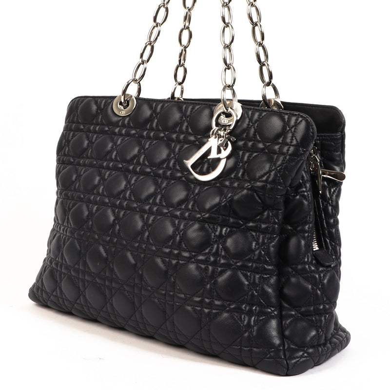 Christian Dior Dark Blue Cannage Soft Shpping Tote Bag