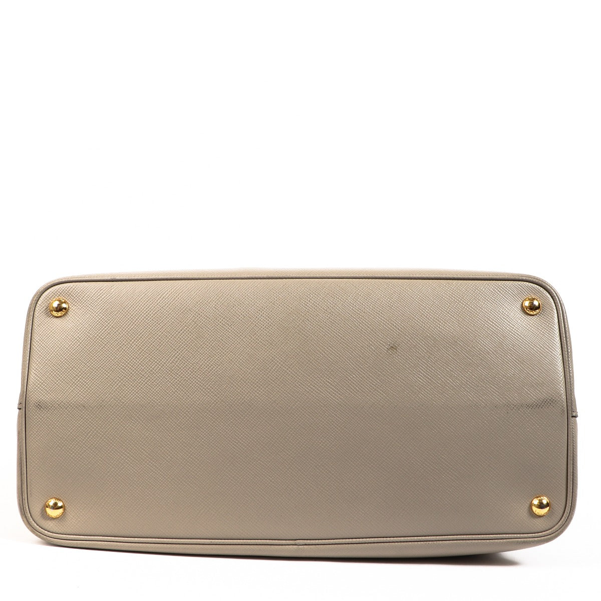 Grand sac double Prada en cuir Saffiano argile