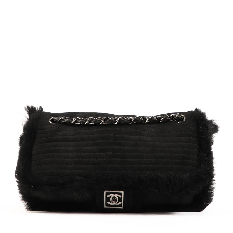 Chanel Black Mink Fur CC Flap Bag