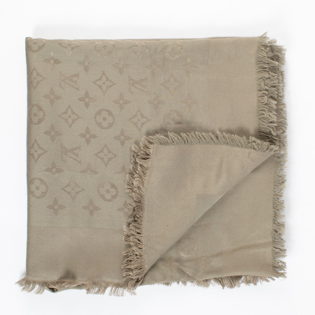 Authentic second hand Louis Vuitton Taupe Monogram Classic Shawl on Labellov.com