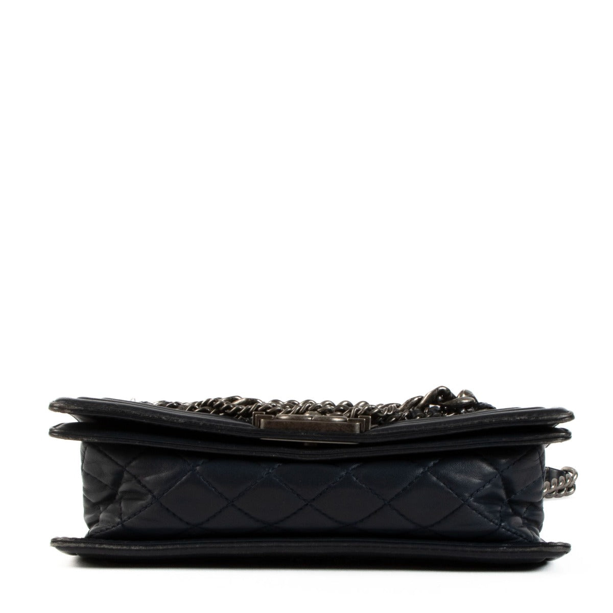 Chanel Blue Denim Tweed Enchained Medium Boy Bag