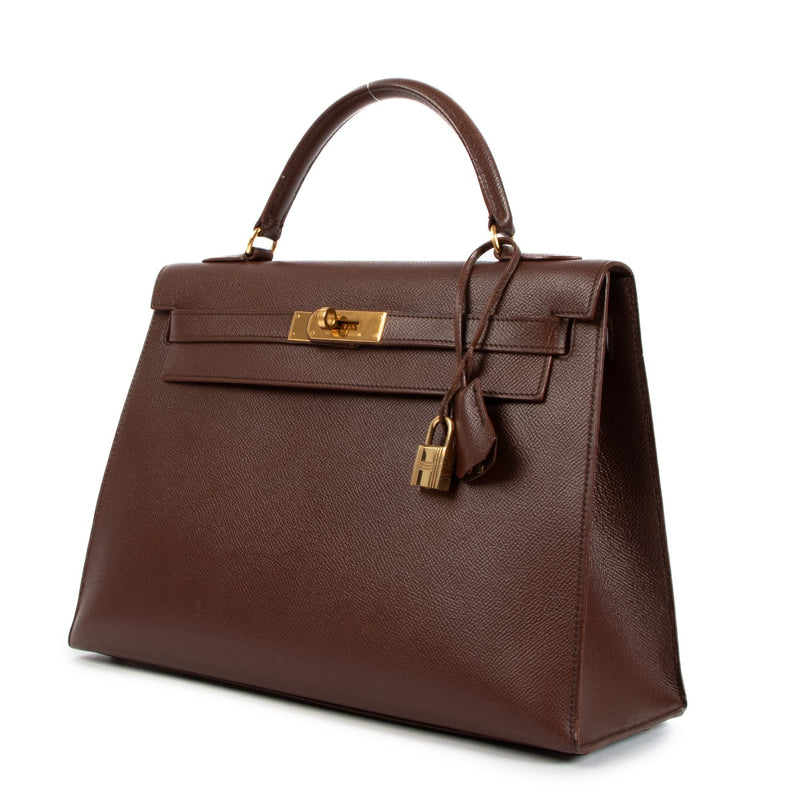 Hermès Kelly 32 Marron Foncé Courchevel Gold Hardware