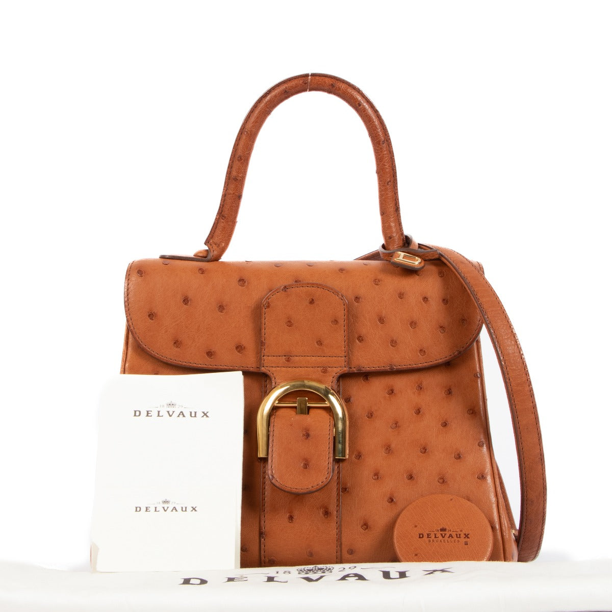 Delvaux Brillant PM Ostrich Brandy