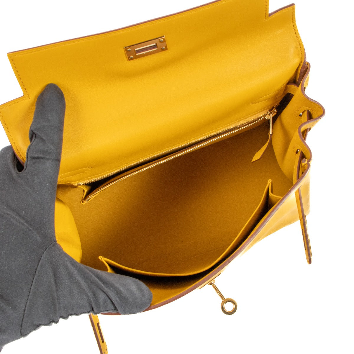 Hermès Kelly 25 Jaune Ambre Swift GHW
