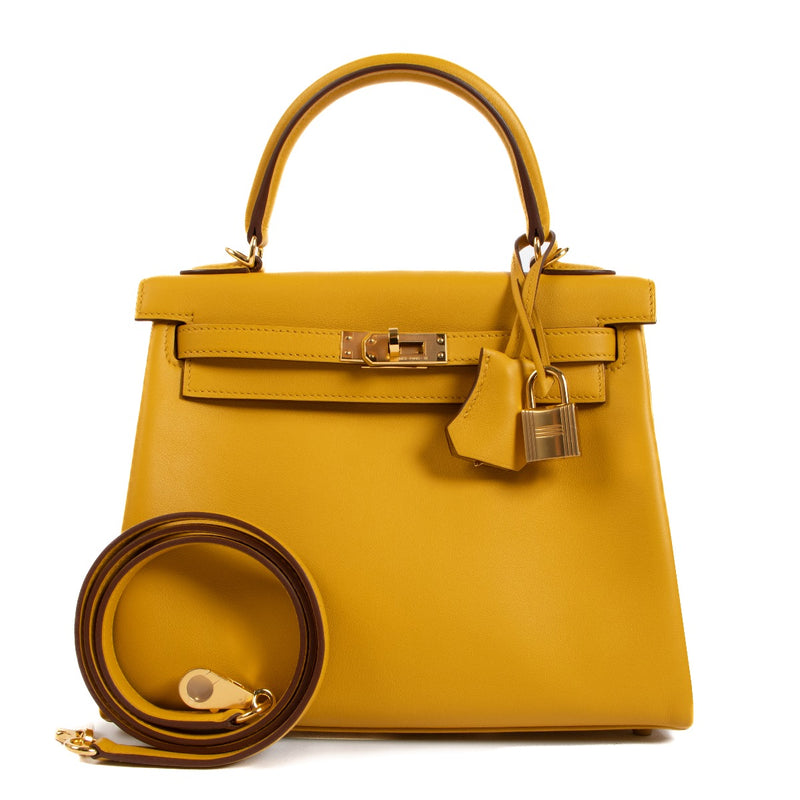 Shop authentic second hand pre-owned Hermès 2022 Kelly 25 Jaune Ambre Swift on www.labellov.com