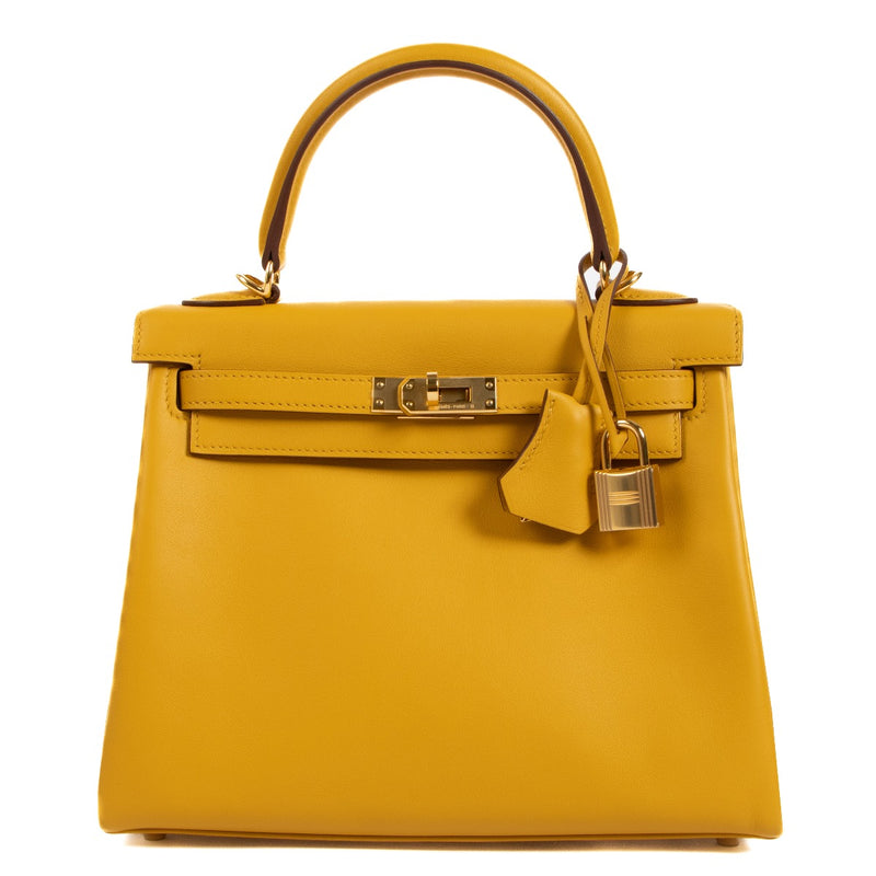 Hermès 2022 Kelly 25 Jaune Ambre Swift