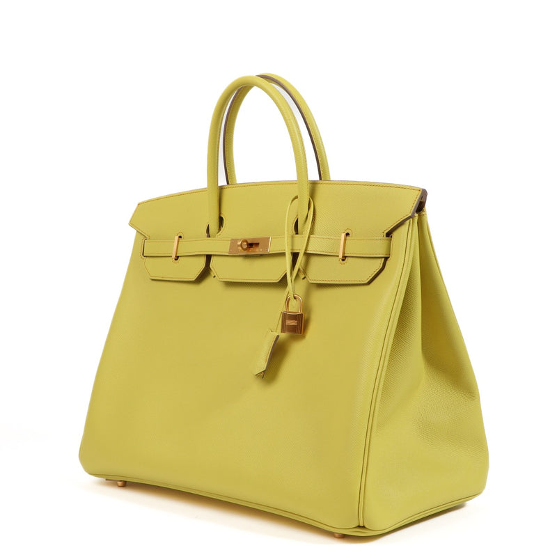 Hermès HSS Birkin 40 Lime & Abricot Epsom Brushed Gold Hardware