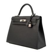 Hermès Kelly 32 Black Epsom Palladium Hardware