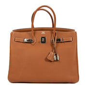 Authentic second hand pre-owned Hermès Birkin 35 Gold Togo Palladium Hardware on www.labellov.com