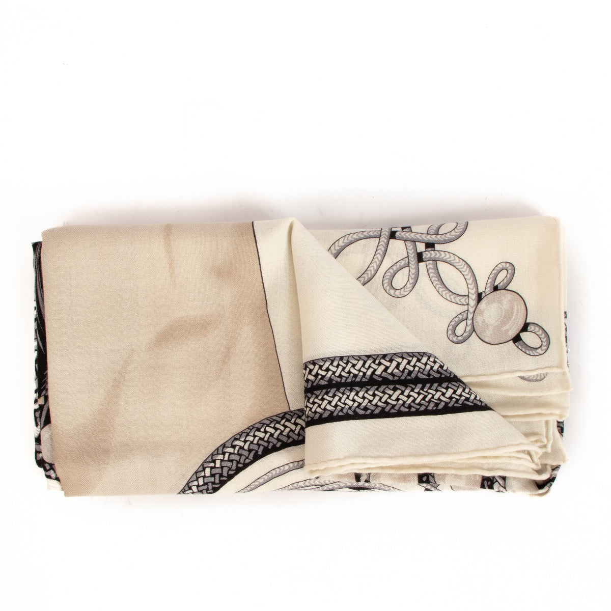 shop 100% authentic second hand Hermès Beige Brandebourgs Cashmere Scarf on Labellov.com