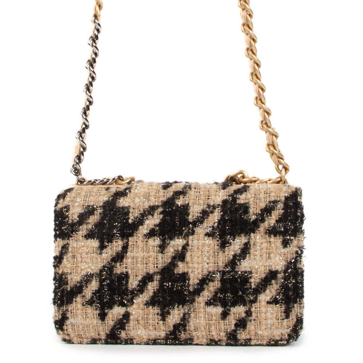 Chanel 19 Houndstooth Tweed Wallet On Chain With Coin Purse