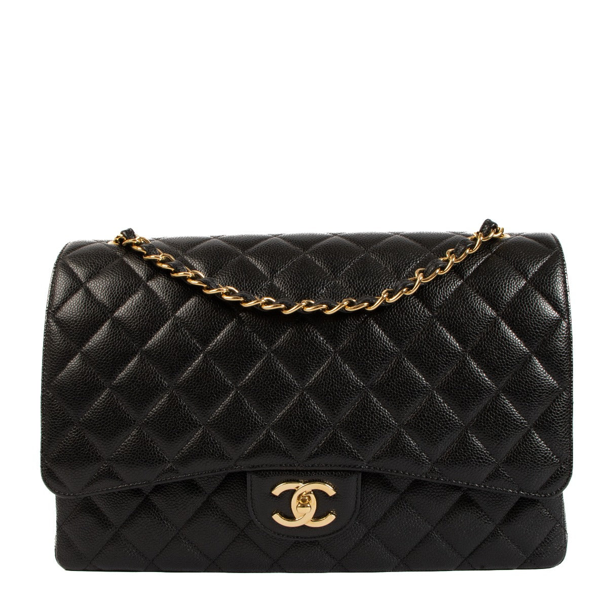 Chanel Black Caviar Leather Maxi Classic Flap Bag
