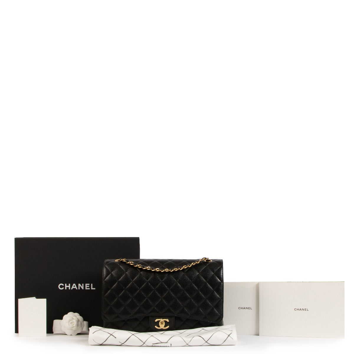 Chanel Black Caviar Leather Maxi Classic Flap Bag