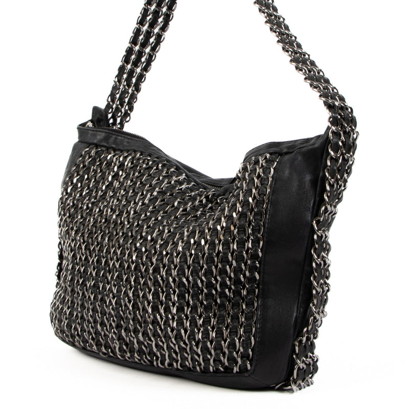 Chanel Zwart Lamsleer Multi Chain Schoudertas