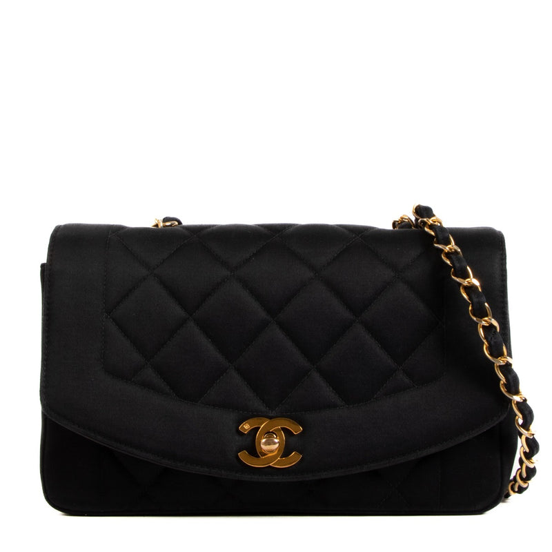 Chanel Black Satin Diana Classic Flap Bag