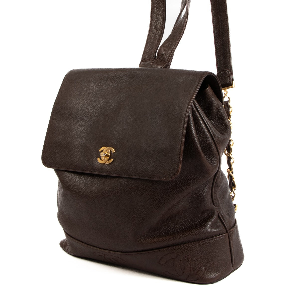 Chanel Brown Caviar Triple CC Vintage Backpack