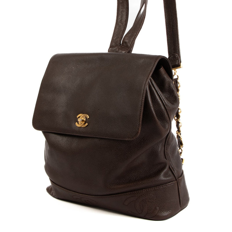 Chanel Brown Caviar Triple CC Vintage Backpack