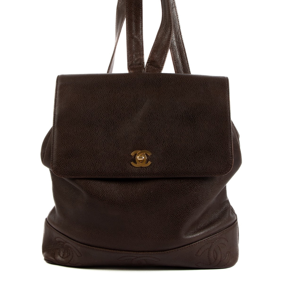 Chanel Brown Caviar Triple CC Vintage Backpack