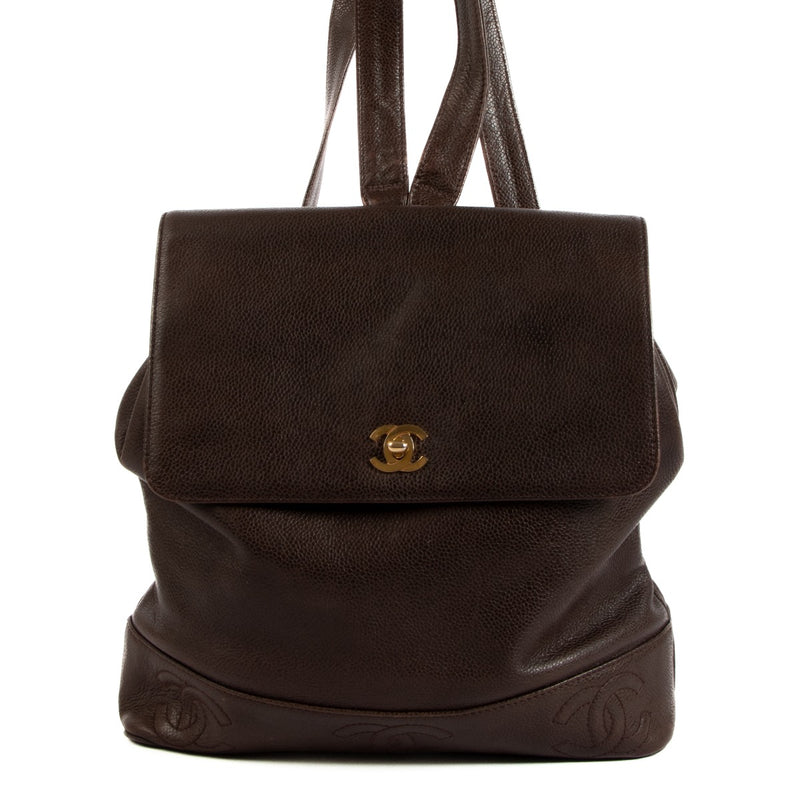 Chanel Brown Caviar Triple CC Vintage Backpack