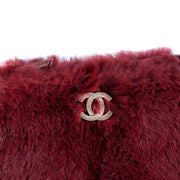 Chanel Burgundy Rabbit Fur Chain Clutch Bag