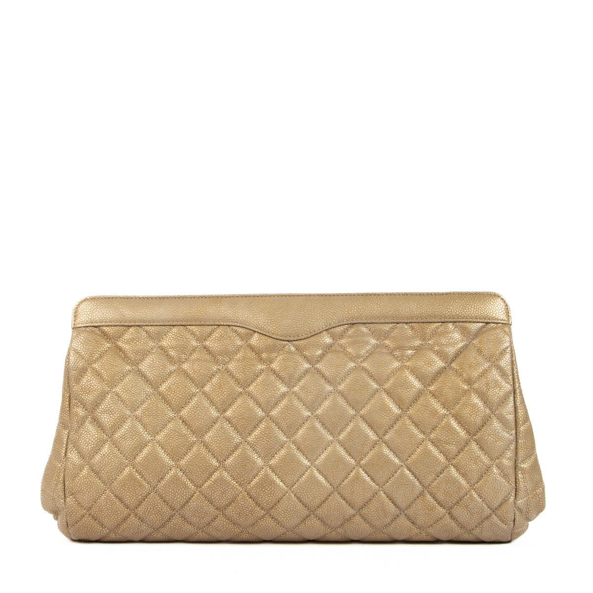 Pochette Chanel Caviar CC Frame Grand Modèle Or Métallisé