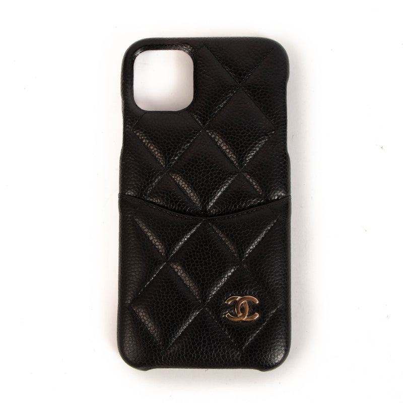 Chanel Black Caviar Leather iPhone 11 Pro Max Case